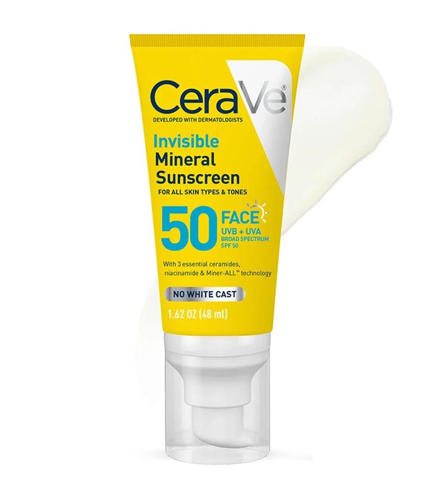 ضدآفتاب مینرال بی‌رنگ سراوی SPF 50 حجم ۵۰ میلی‌لیتر